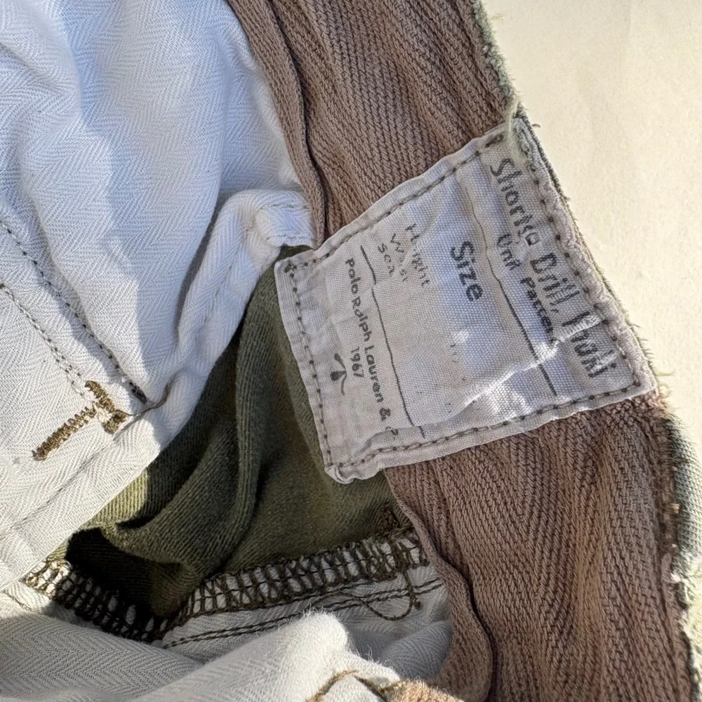 Polo Ralph Lauren Mens 42 Cargo Shorts Olive Green Distressed Classic Fit Cotton